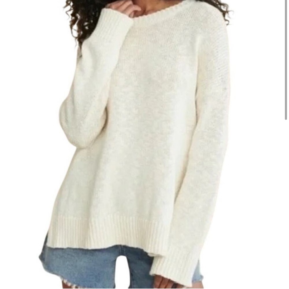 Jenni Kayne Cotton Linen Boyfriend Sweater XL - Cream